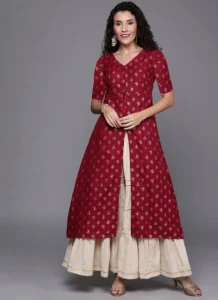 kurti-Women's Elegant Floral Print Rayon Kurti